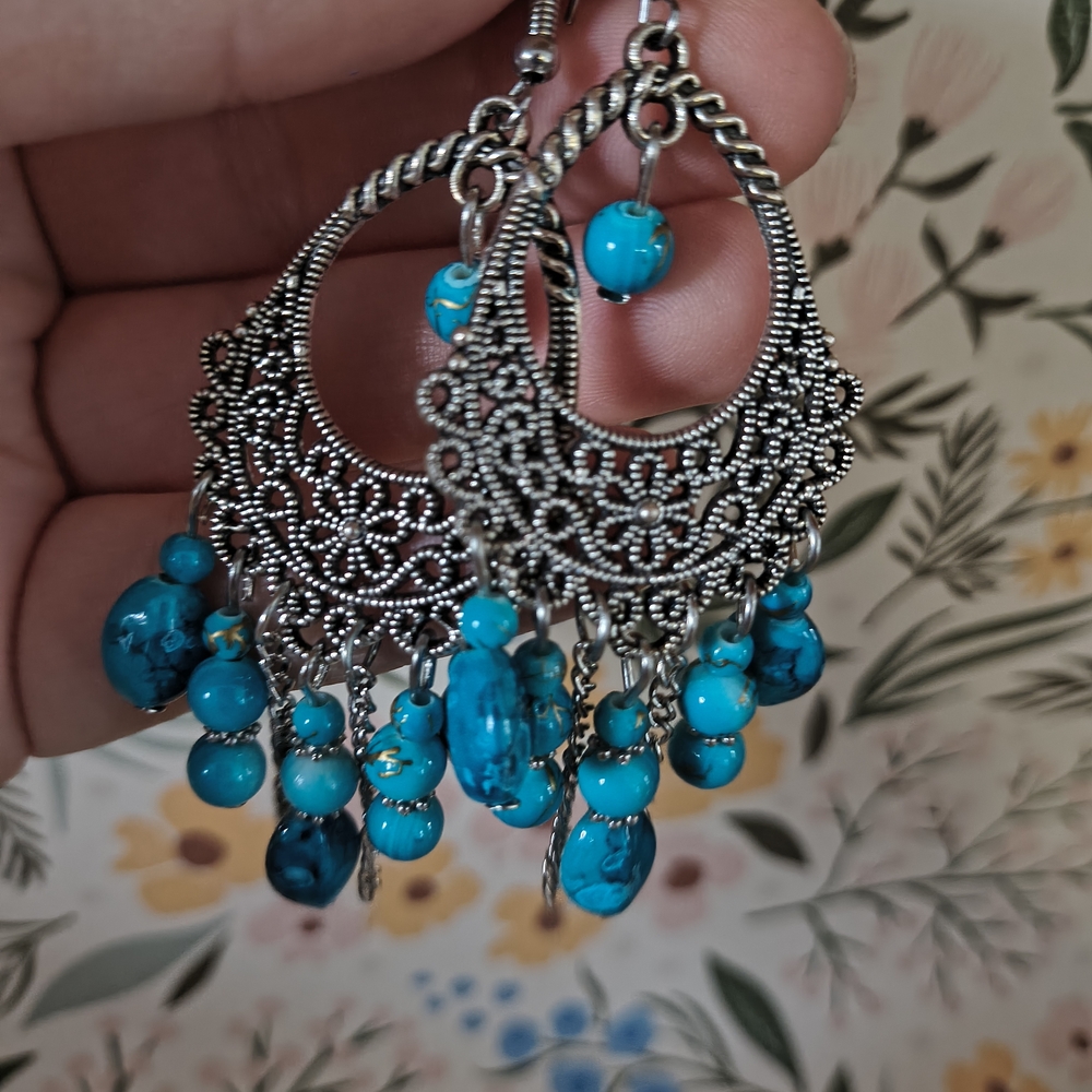 Elegant Silver and Blue Dangle Earrings